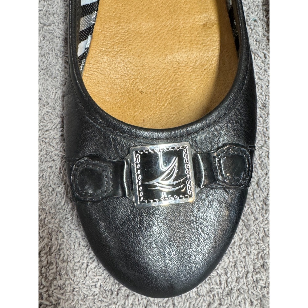 Sperry Top-Sider Women's Leather Ballet Flats Black Logo Buckle Size 8M - Picture 3 of 5